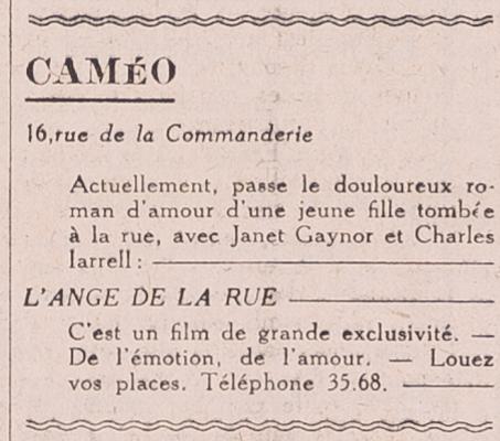 Contenu du Annonce Caméo