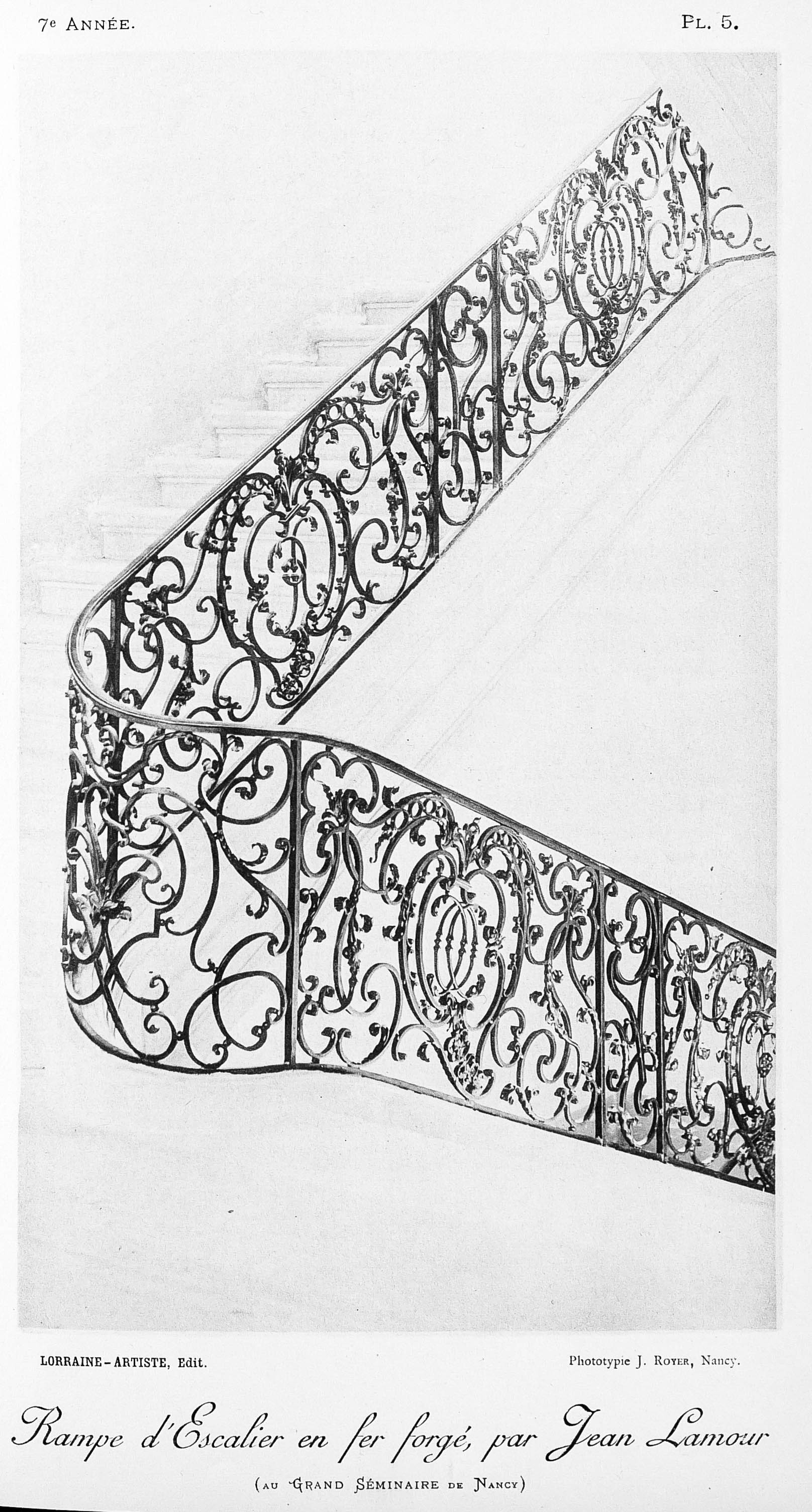 Contenu du Rampe d'escalier en fer forgé, par Jean Lamour