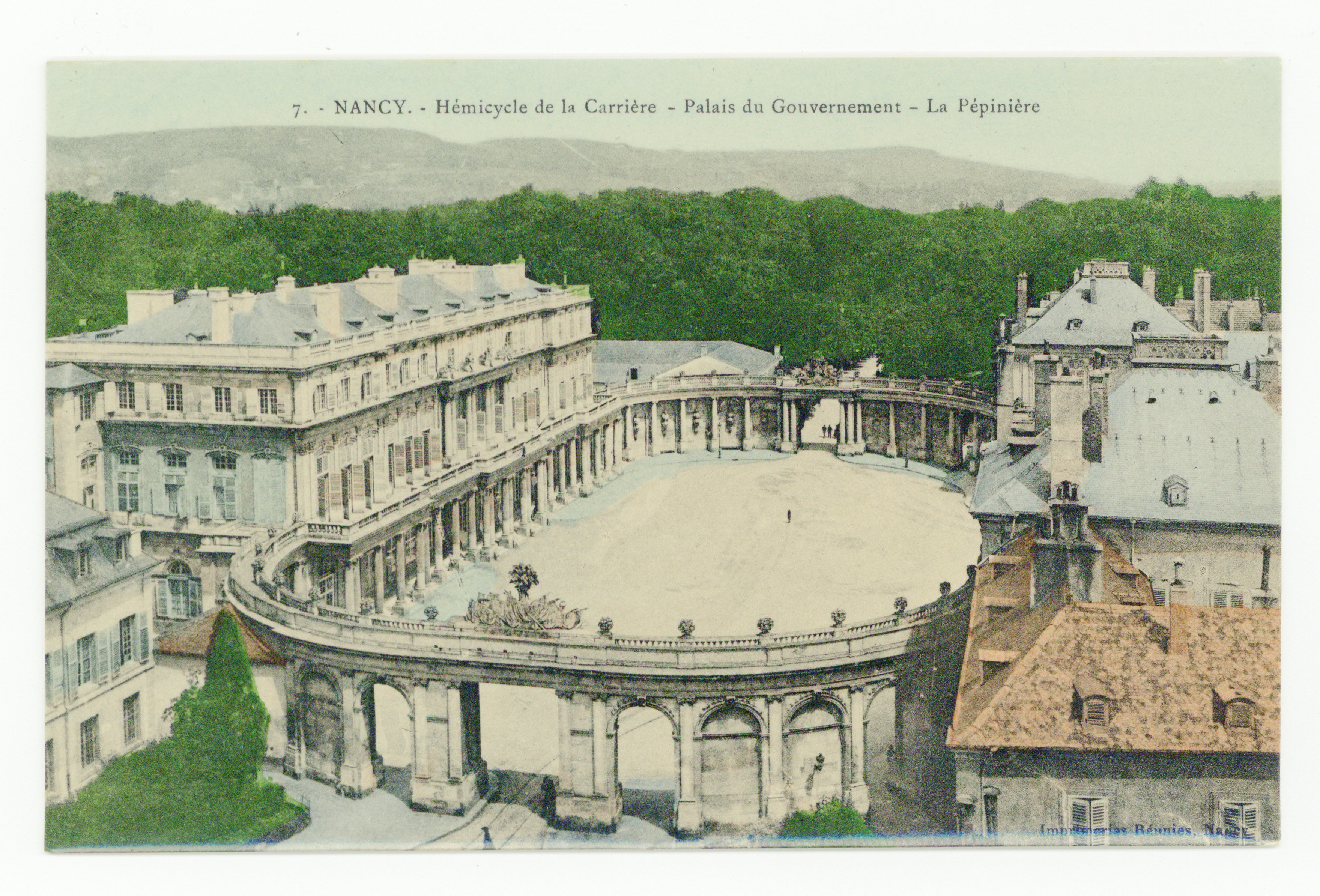Contenu du Nancy : hémicycle de la Carrière, palais du gouvernement, la Pépinière