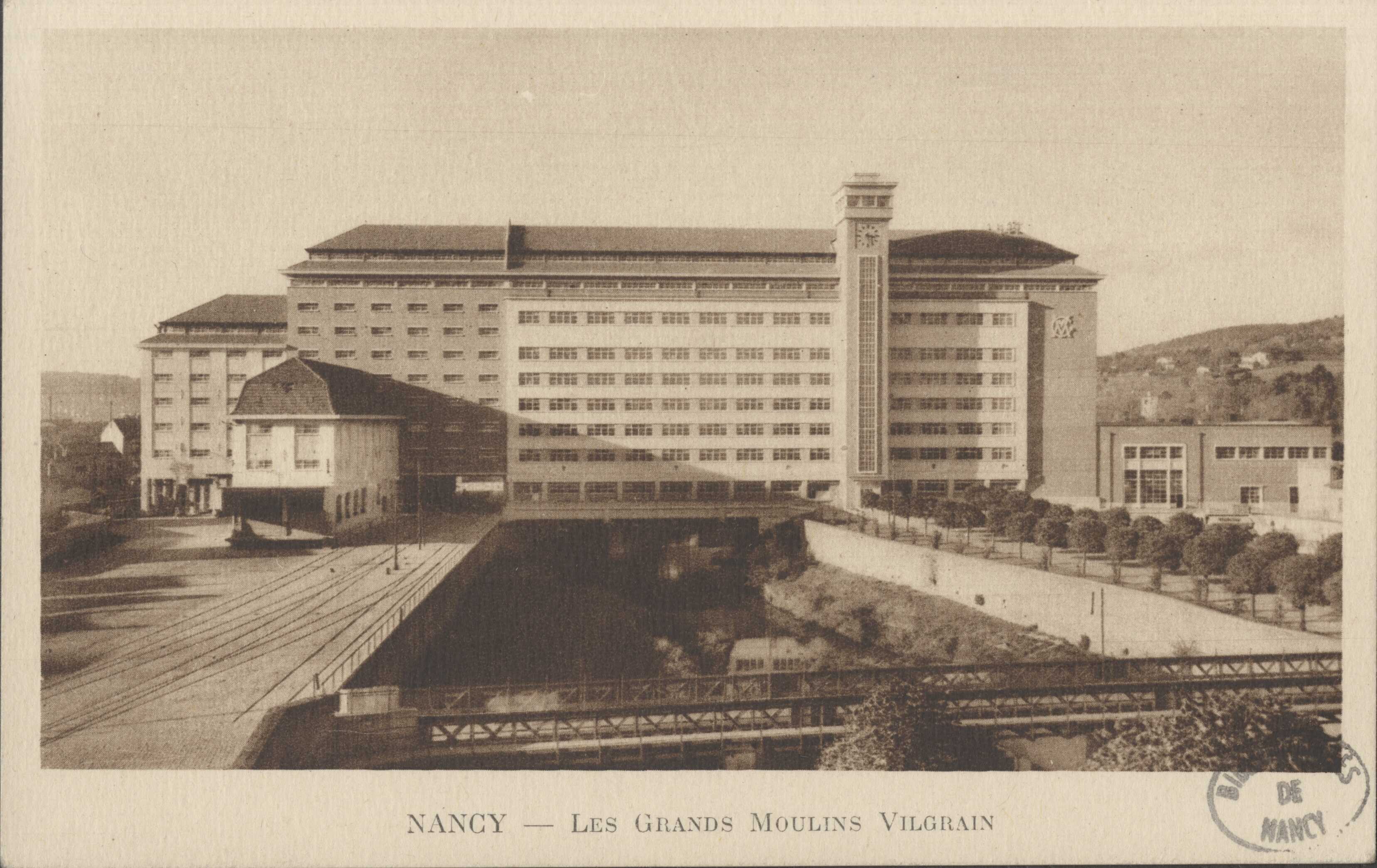 Contenu du Nancy, les Grands moulins Vilgrain. Vue frontale