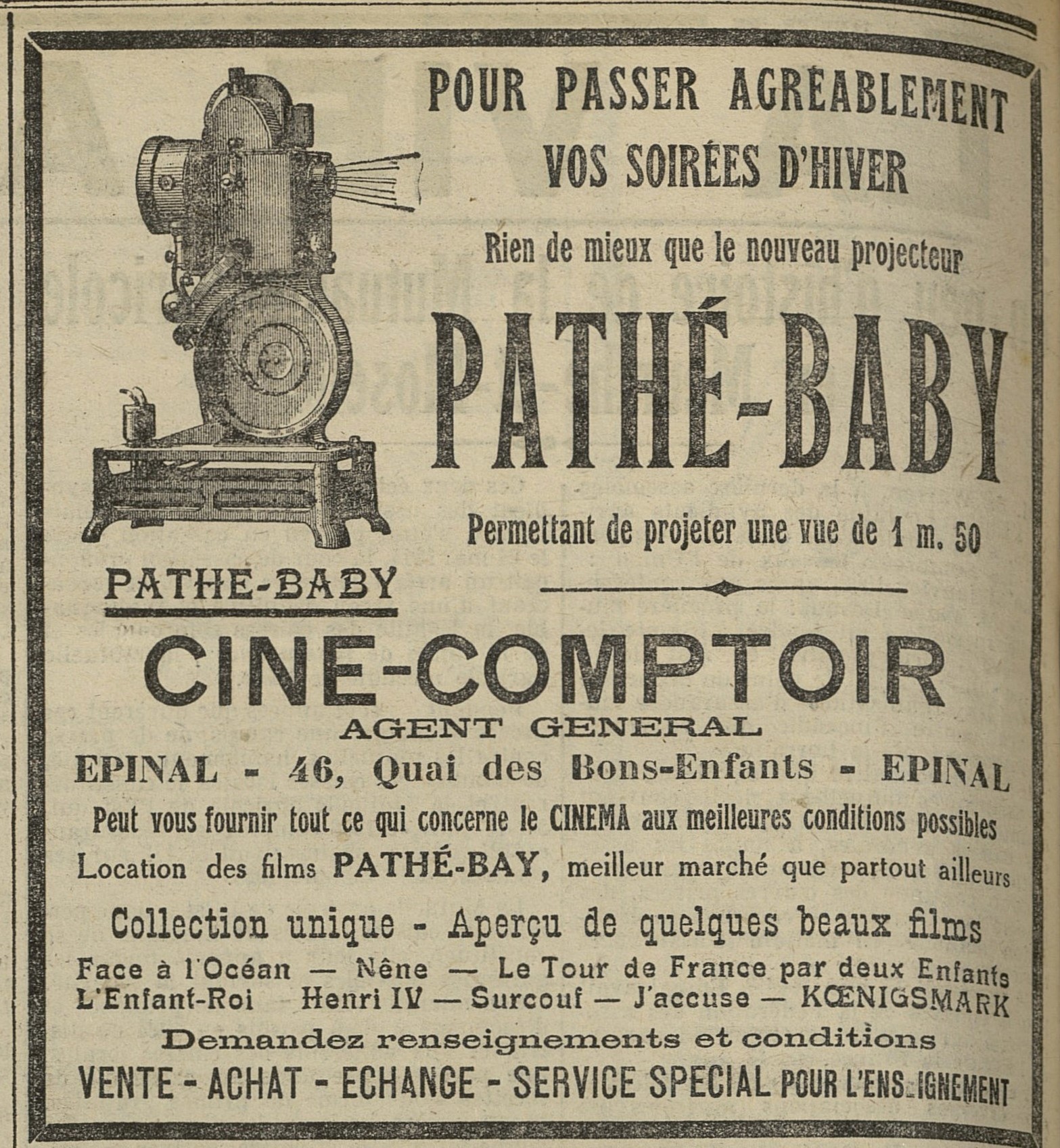 Contenu du Projecteur Pathé-Baby