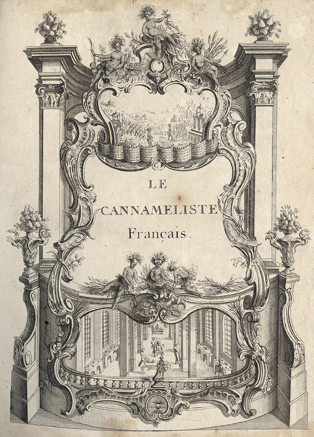 Contenu du Le Cannameliste français, ou Nouvelle instruction pour ceux qui désirent d'apprendre l'office,... [frontispice]