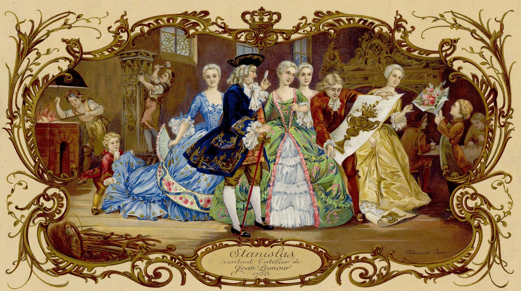 Contenu du Stanislas visitant l'atelier de Jean Lamour, 1750
