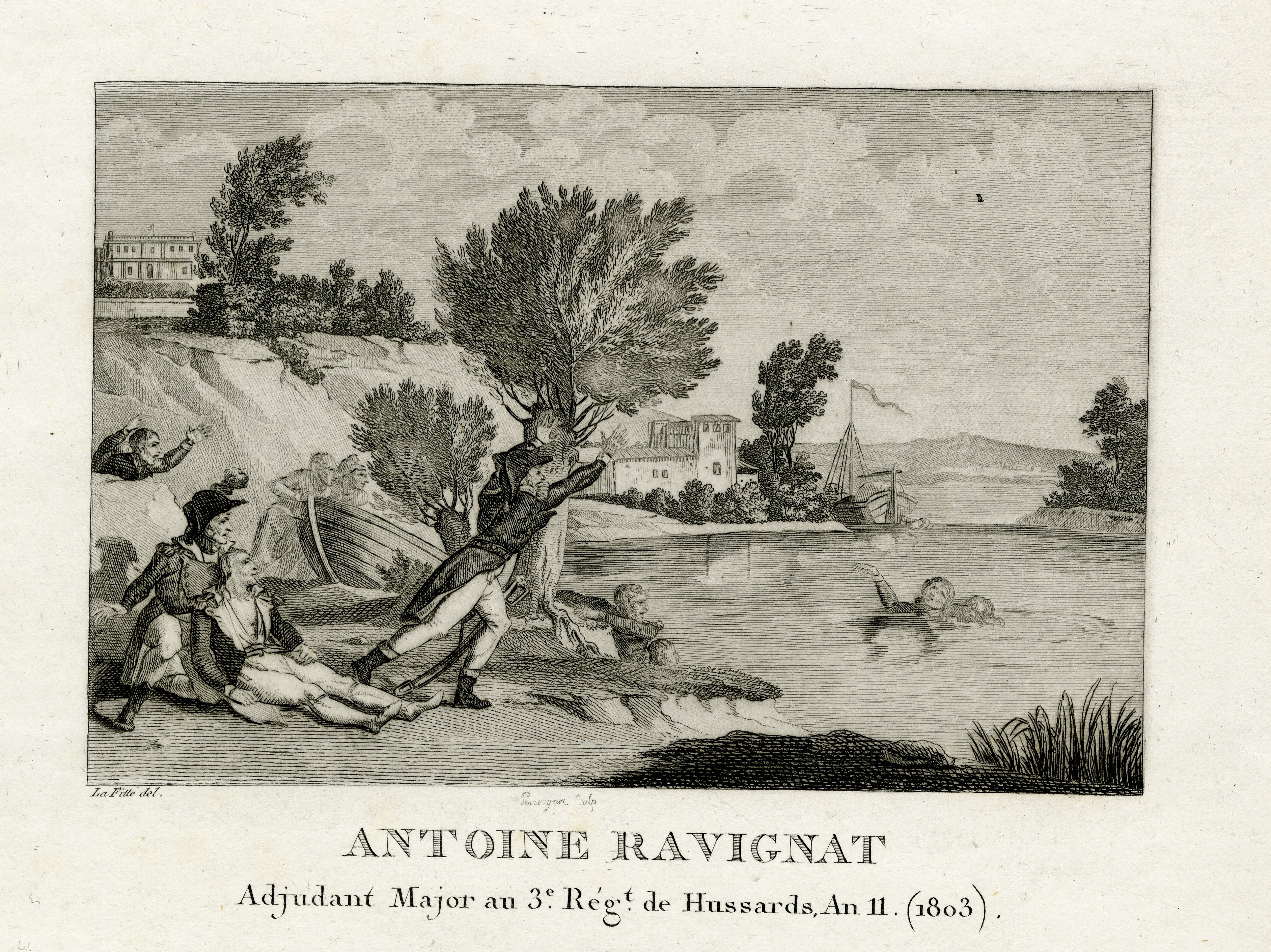 Contenu du Noyade d'Antoine Ravignat (collection bibliothèque de Nancy, 330 Gravure FG 3 RAVIGNAT 1)