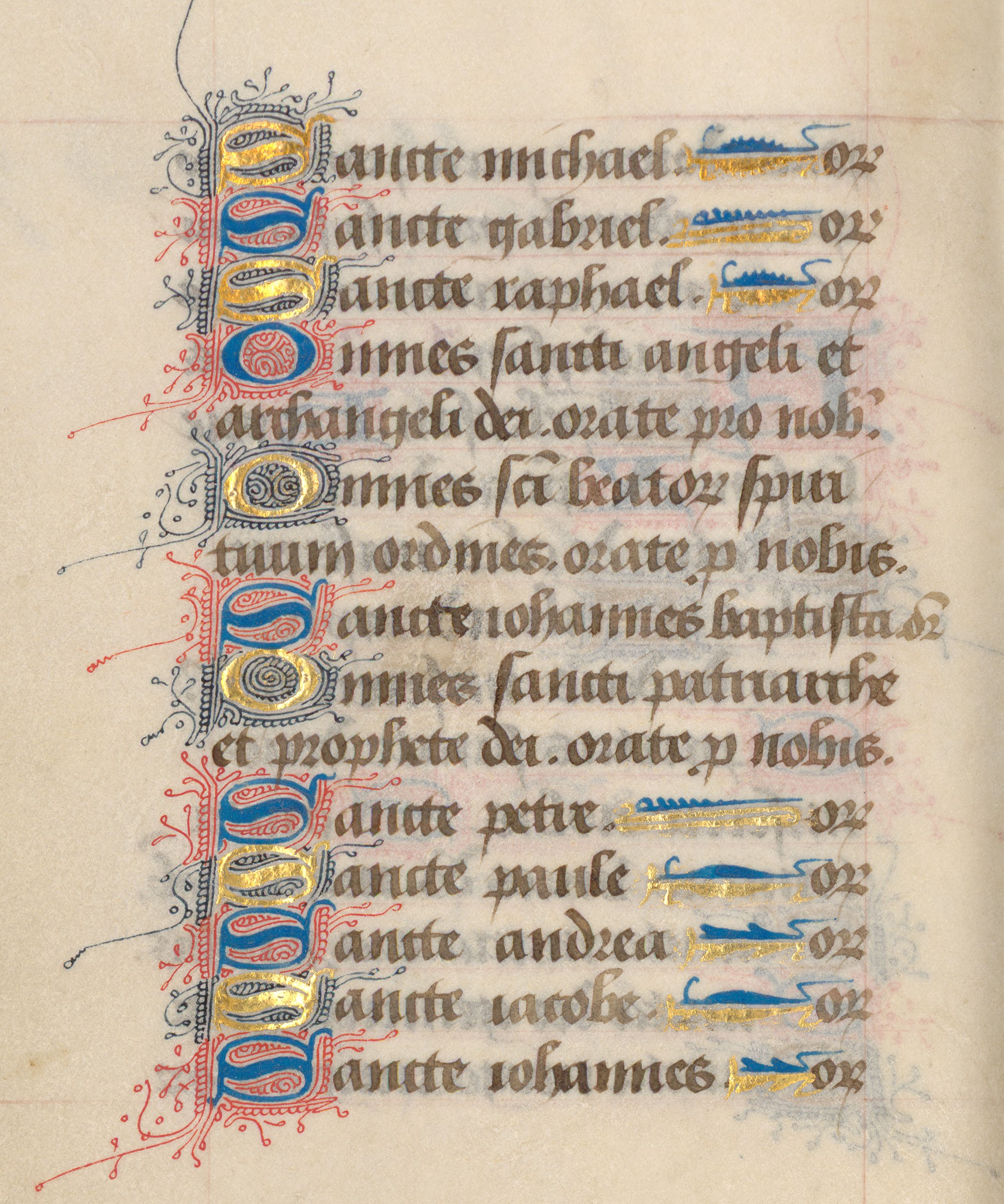 Contenu du Litanies du MS 243 (Livre d'heures à l'usage de Bayeux)