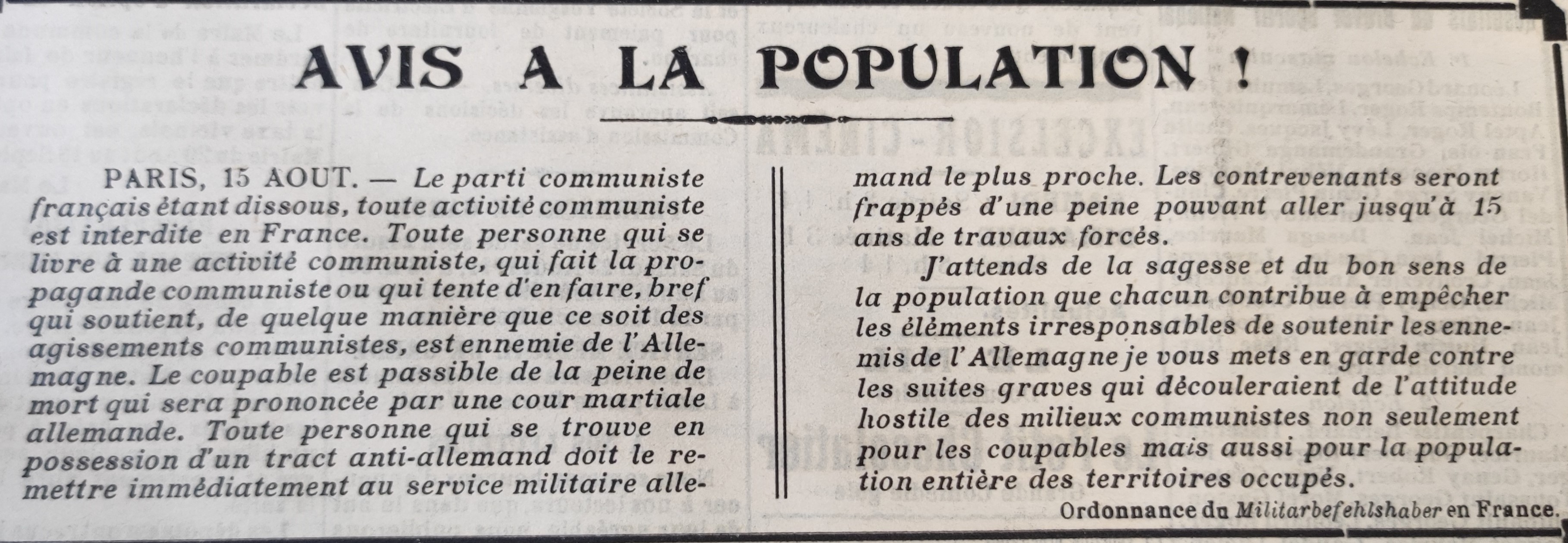 Contenu du L'interdiction du parti communiste, largement relayé par la presse, traduit cette volonté d'étouffer toute rébellion.