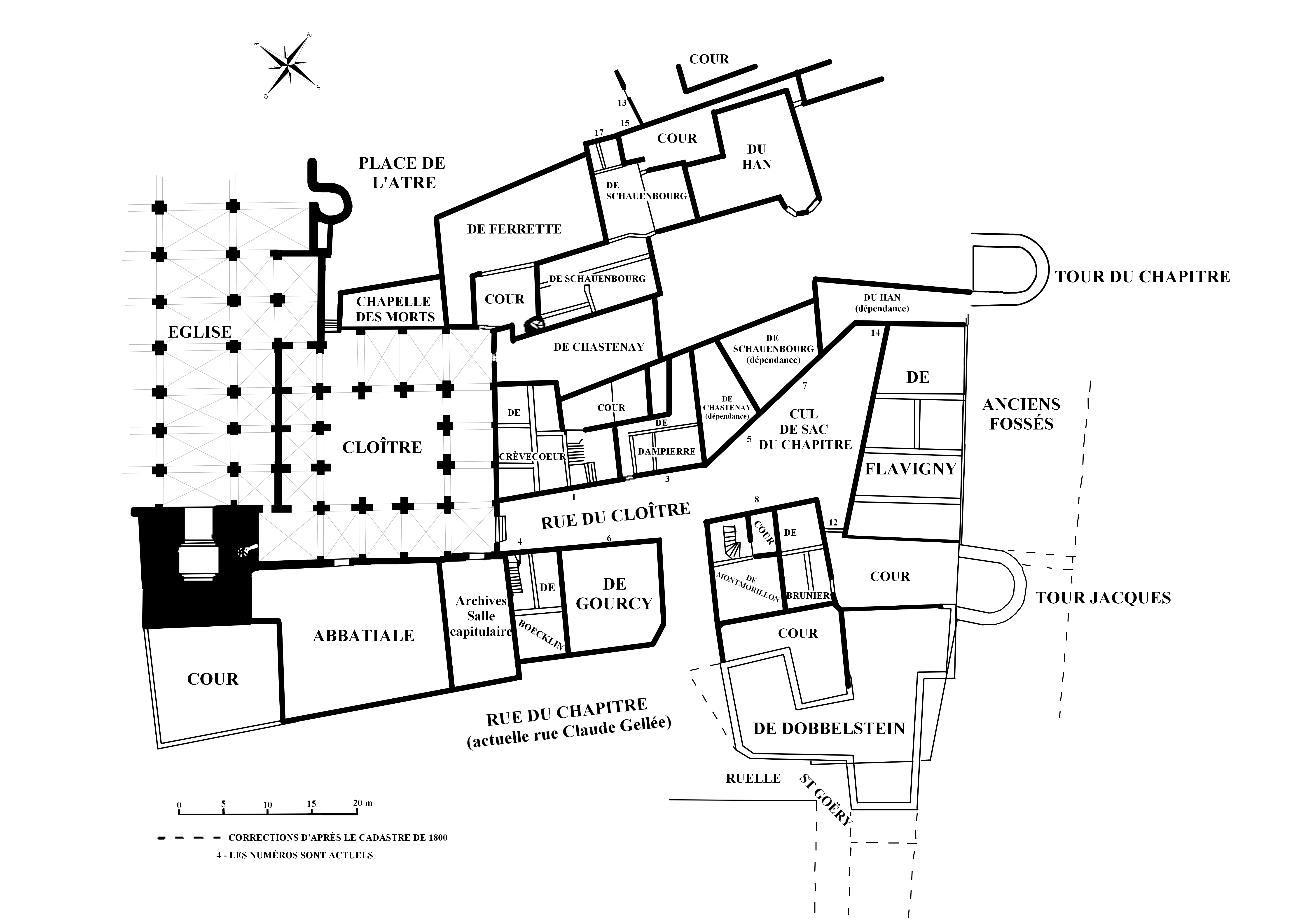 Contenu du Plan du quartier du Chapitre vers 1790