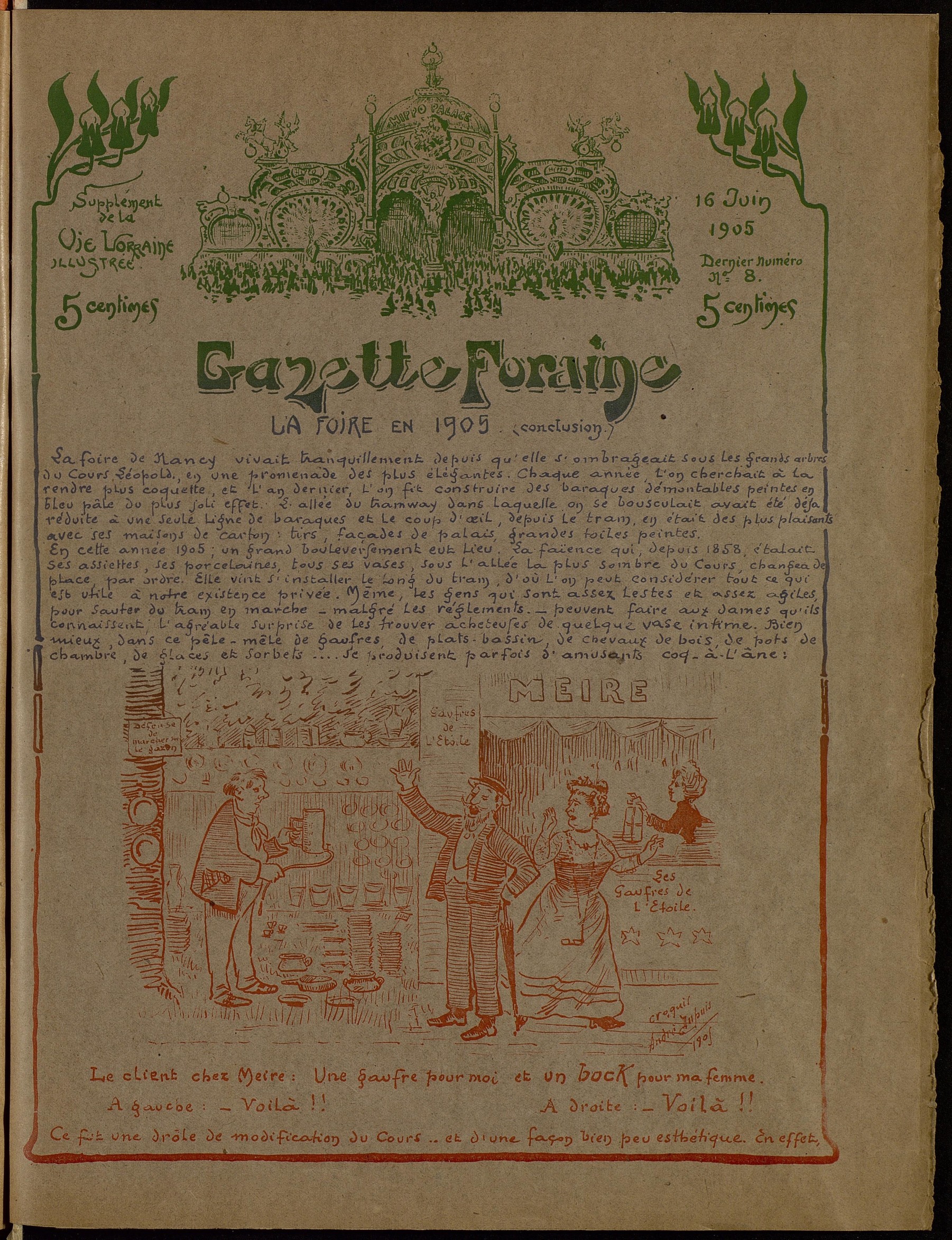 Contenu du Gazette foraine : supplément de la vie lorraine illustrée