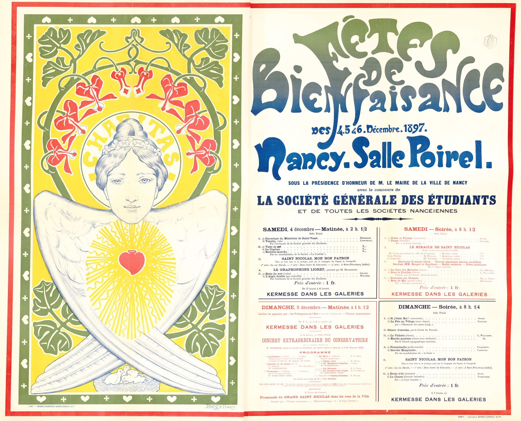 Contenu du Fêtes de bienfaisance des 4, 5 & 6 décembre 1897 Nancy, salle Poirel