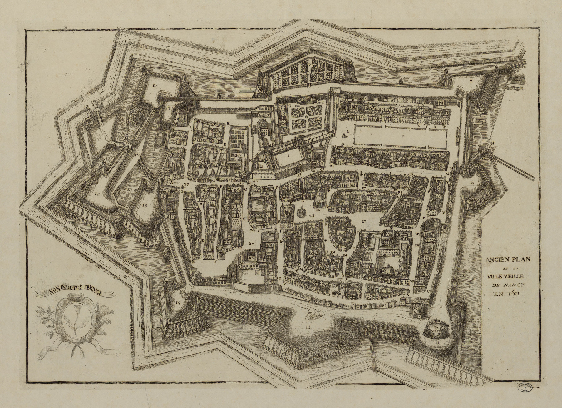 Contenu du Ancien plan de la ville vieille de Nancy en 1611