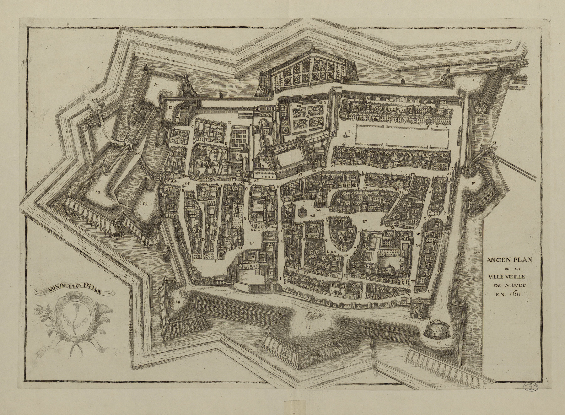 Contenu du Ancien plan de la ville vieille de Nancy en 1611