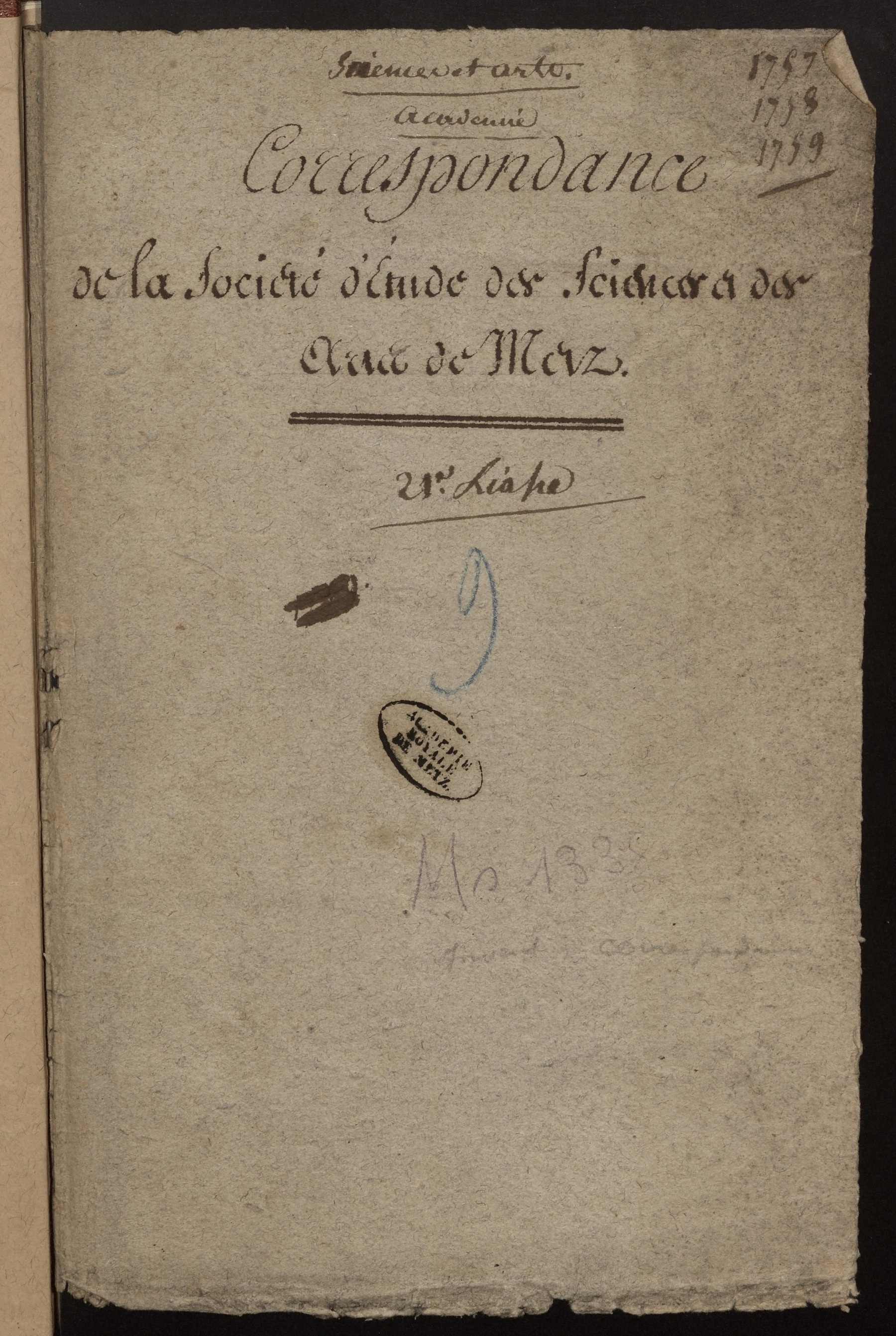 Contenu du Archives de l'Académie nationale de Metz. Volume 2 : 1757-1759