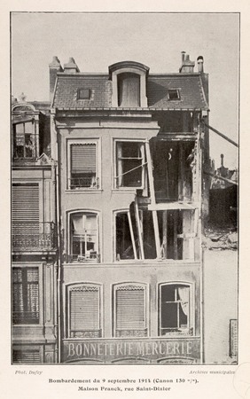 Bombardement du 9 septembre 1914 (canon 130m/m). Maison Franck, rue Saint-…