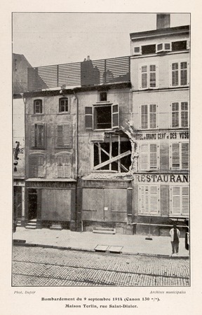 Bombardement du 9 septembre 1914 (canon 130m/m). Maison Terlin, rue Saint-…