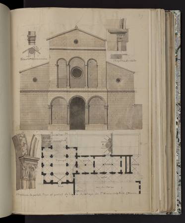 Plan et portail de l'église de l'abbaye de Ste Marie-aux-Bois