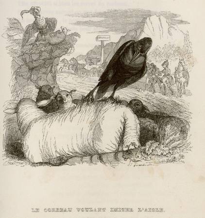 Le corbeau voulant imiter l'aigle