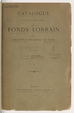 Catalogue des livres et documents imprimés du fonds lorrain de la biblioth…