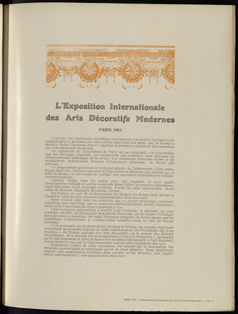 L'exposition internationale des arts décoratifs modernes, Paris 1915