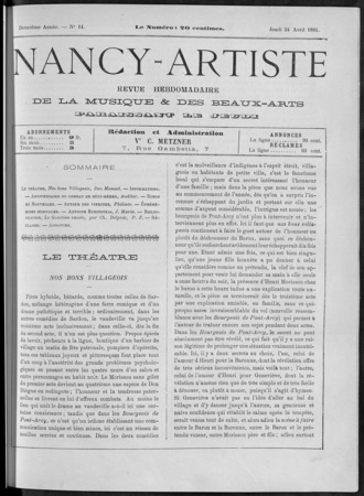 Nancy artiste : revue hebdomadaire de la musique &amp; des beaux-arts
