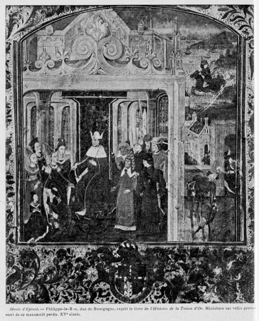 Philippe-le-Bon, duc de Bourgogne, reçoit le livre l'histoire de la Toison…
