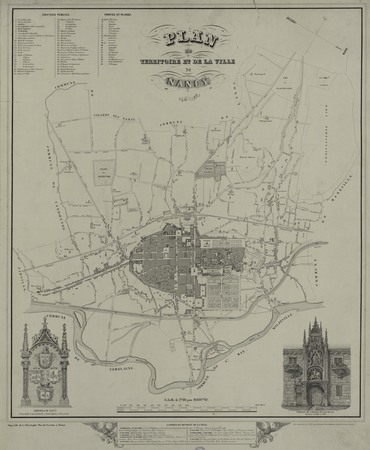 Plan du territoire et de la ville de Nancy 1857
