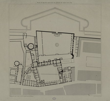 Plan du rez de chaussée du château de Nancy en 1706