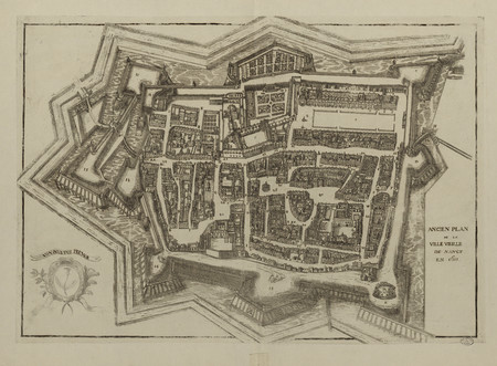 Ancien plan de la ville vieille de Nancy en 1611