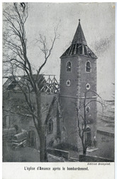L'église d'Amance après le bombardement