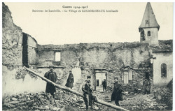 Environ de Lunéville. Le village de Courbesseaux bombardé, guerre 1914-1915