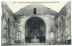 Leyr : intérieur de l'église après les bombardements du 27 décembre 1914