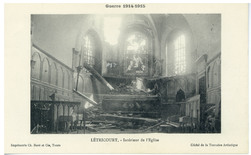 Létricourt. Intérieur de l'église, guerre 1914-1915
