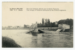 Pont de Verberie détruit par le Génie Français. La guerre 1914-1915