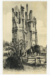 Abbaye du Mont Saint-Eloi après le bombar dement. Mont Saint-Eloi. The Abb…