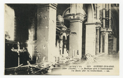 Albert (Somme). La Basilique après le bombardement. Guerre 1914-1916