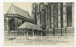 Bombardement d'Amiens : place St-Michel, les premiers obus sur la Cathédra…