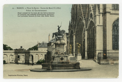 Nancy : place St-Epvre, statue de René II (1882), palais du Gouvernement