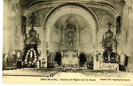 Leyr (M.-et-M.) : intérieur de l'église avant la guerre
