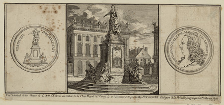 Vue orientale de la statue de Louis XV. Élevée au milieu de la Place Royal…