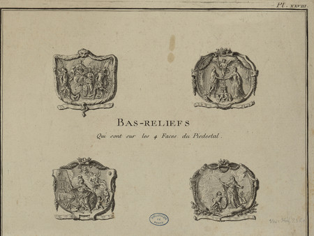 Bas-relief [de la statue de Louis XV] qui sont sur les 4 faces du piedestal