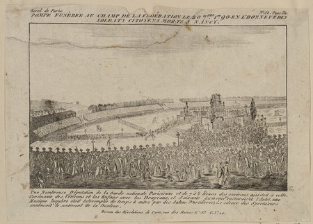 Pompe funèbre au champ de la fédération le 20 7bre [septembre] 1790. En l'…
