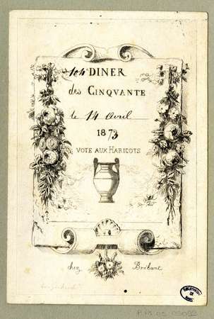 104e diner des cinquante le 14 avril 1873. Vote aux haricots.