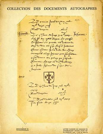 Lettre patente de Charles VII annoblissant Jeanne d'Arc et sa famille