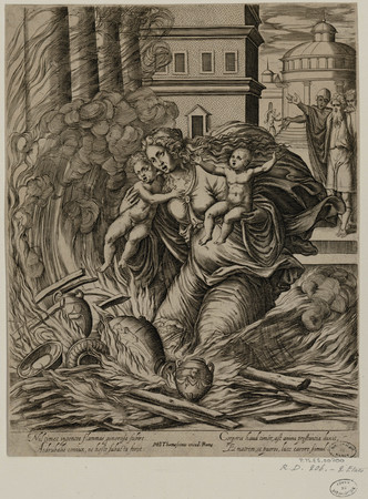 La femme d'Asdrubal se jetant avec ses deux enfants dans le bûcher