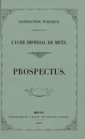 Instruction Publique - Lycée Impérial de Metz - Prospectus