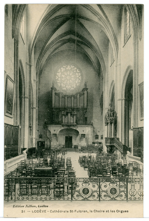 Lodève. Cathédrale St-Fulcran, la chaire et les orgues