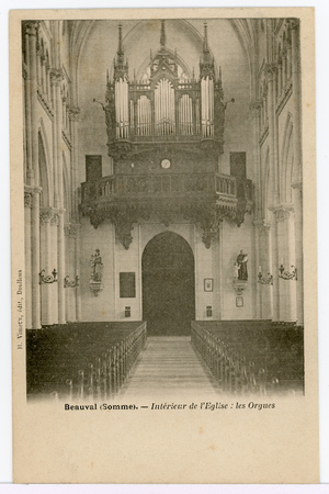 Beauval (Somme). Intérieur de l'église : les orgues