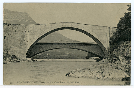 Pont-de-Claix (Isère). Les deux ponts.