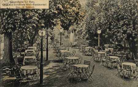 Langenheim bei Metz. Gruss aus Schöbels Wein-Restaurant. Bes. : H. Seiwert