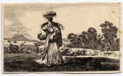Diverse figure e paesi : La paysanne qui voyage à pied, un panier au bras …