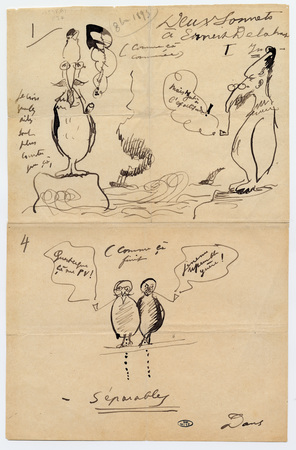Dessin de Paul Verlaine intitulé "Deux sonnets à Ernest Delahaye"